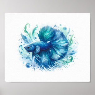 A Vibrant Blue Betta Fish Print