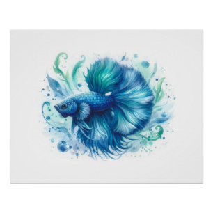 A Vibrant Blue Betta Fish Print