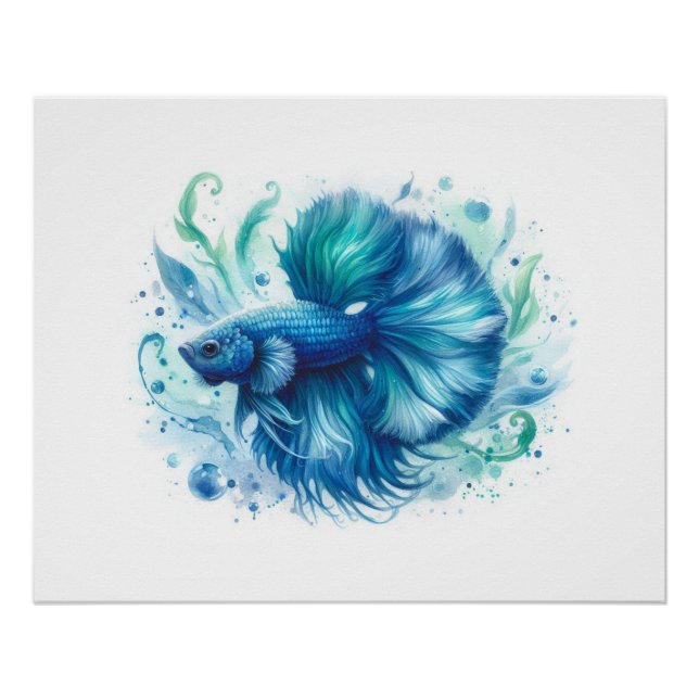 A Vibrant Blue Betta Fish Print (Front)