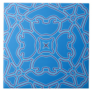A vibrant blue color classic pattern ceramic tile