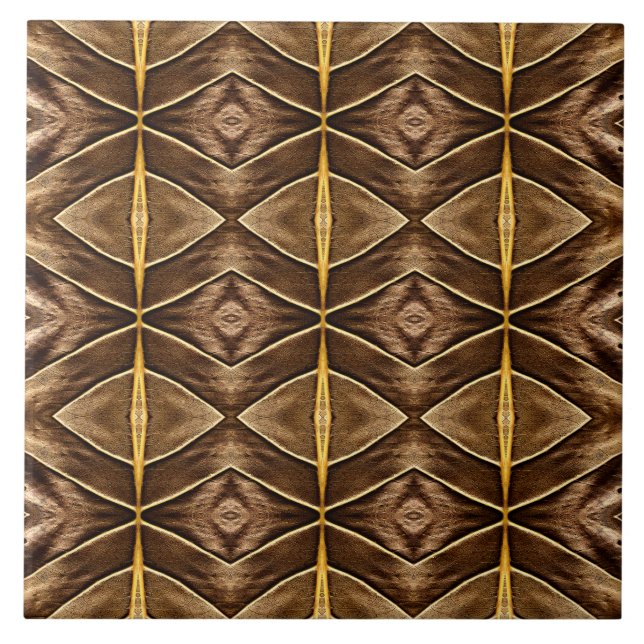 A vibrant brown color classic pattern ceramic tile (Front)