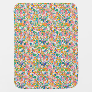 A vibrant, colorful pattern of small flowers, Baby Blanket