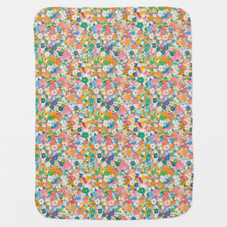 A vibrant, colorful pattern of small flowers, Baby Blanket