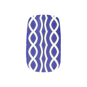 A vibrant cute blue & white minx nail art design
