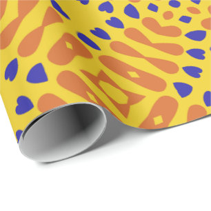 A vibrant geometric pattern with repeating orange wrapping paper