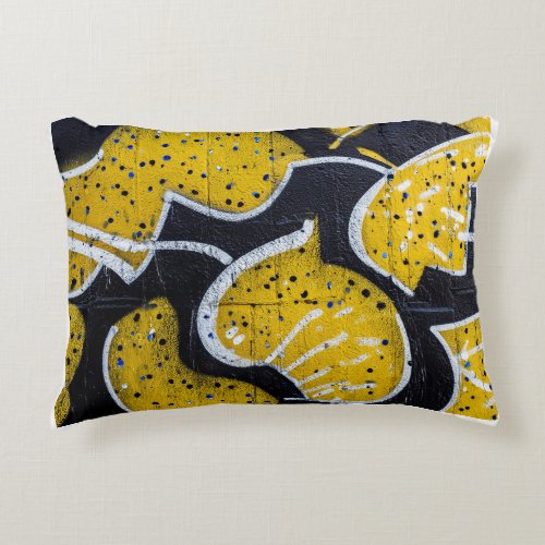 A vibrant graffiti explosion Sunny yellow lines a Accent Pillow