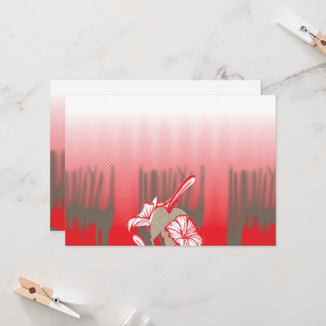 A vibrant graphic design features a red, patterned invitation (Front/Back In Situ)