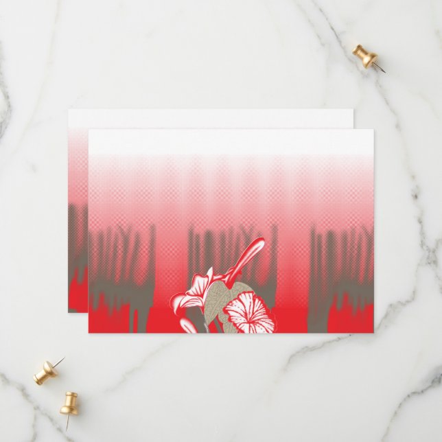 A vibrant graphic design features a red, patterned save the date (Front/Back In Situ)