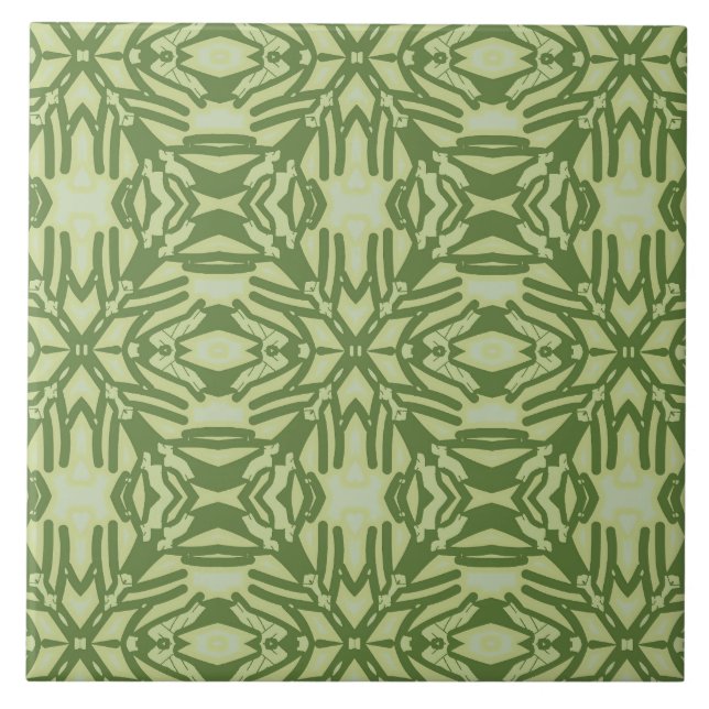 A vibrant green color classic pattern   ceramic tile (Front)