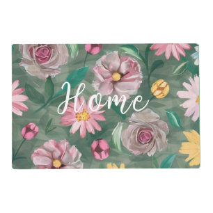 A vibrant green flowers pattern - Home Placemat