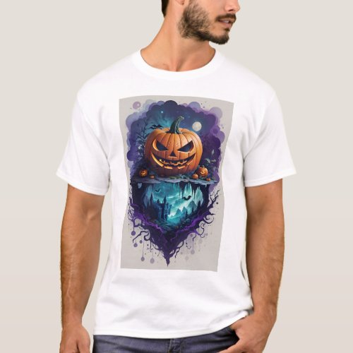  A vibrant Halloween pumpkin T_shirt 