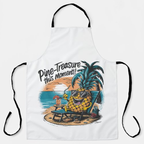 A vibrant humorous design featuring a pineapple  apron