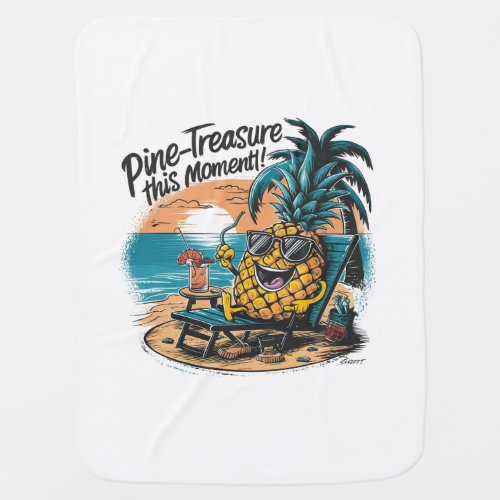 A vibrant humorous design featuring a pineapple baby blanket