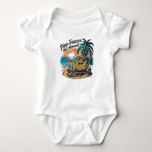 A vibrant humorous design featuring a pineapple  baby bodysuit