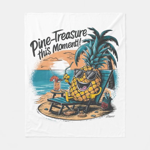 A vibrant humorous design featuring a pineapple fleece blanket