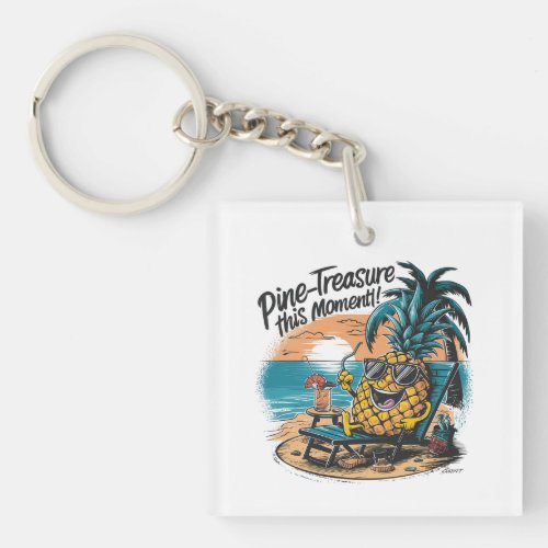 A vibrant humorous design featuring a pineapple  keychain