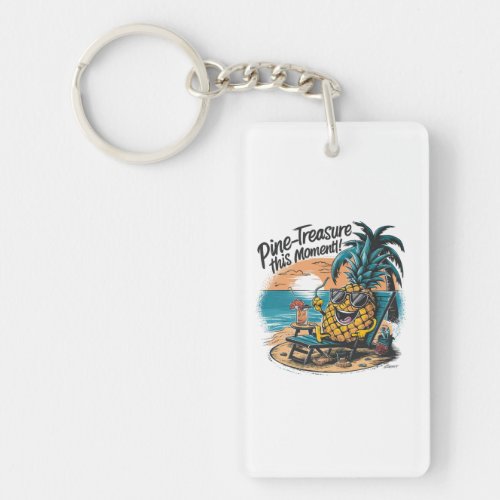 A vibrant humorous design featuring a pineapple  keychain