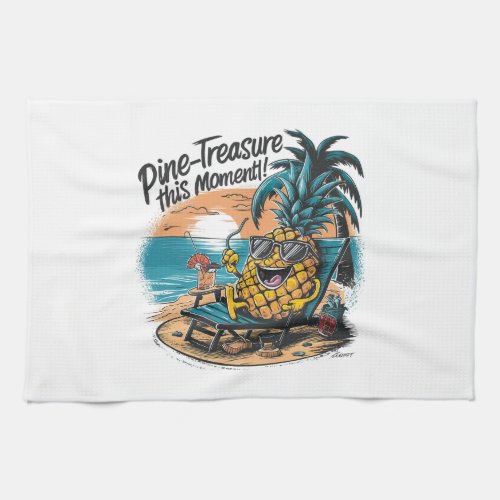 A vibrant humorous design featuring a pineapple kitchen towel