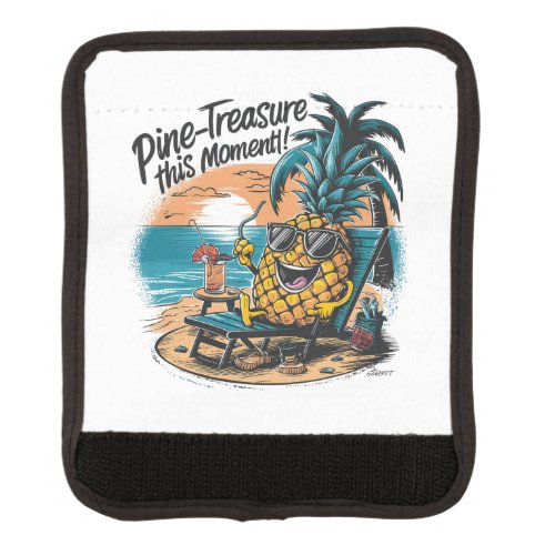 A vibrant humorous design featuring a pineapple luggage handle wrap