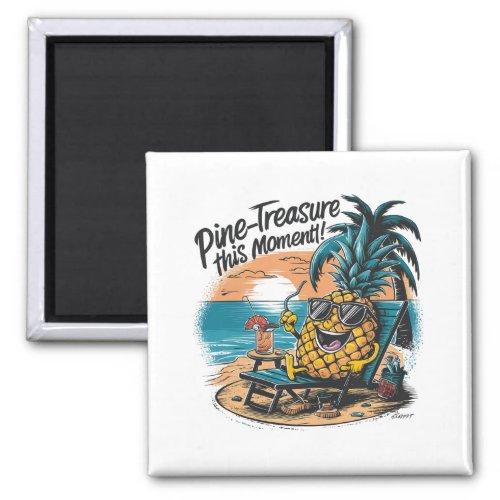 A vibrant humorous design featuring a pineapple  magnet