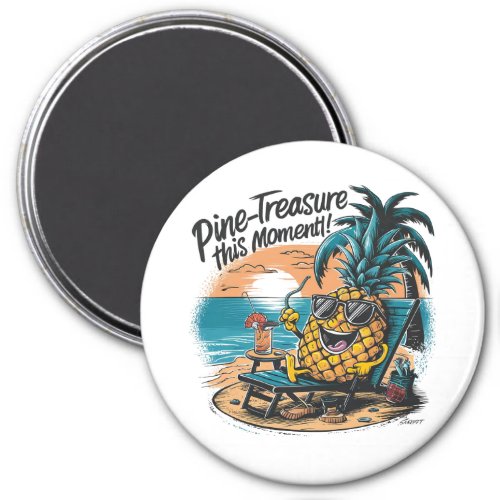 A vibrant humorous design featuring a pineapple magnet