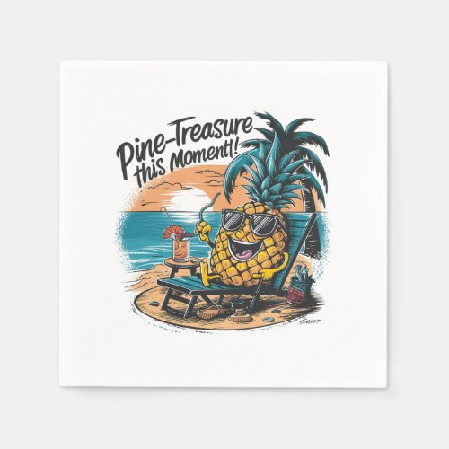 A vibrant humorous design featuring a pineapple  napkins