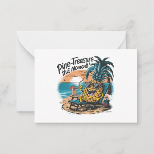 A vibrant humorous design featuring a pineapple  note card