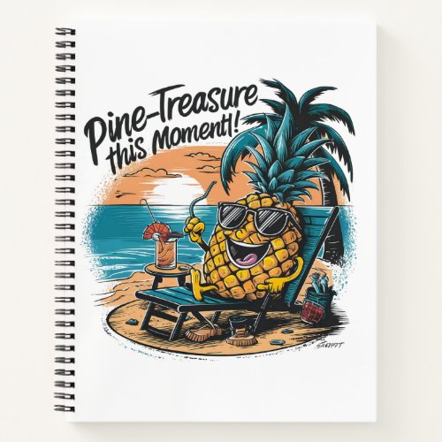 A vibrant humorous design featuring a pineapple notebook