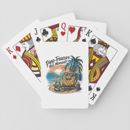 A vibrant humorous design featuring a pineapple  playing cards
