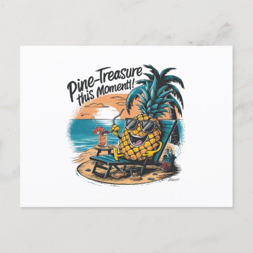 A vibrant humorous design featuring a pineapple postcard