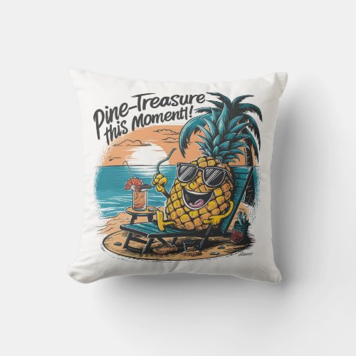 A vibrant humorous design featuring a pineapple throw pillow