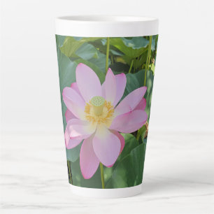 A vibrant lotus flower latte mug