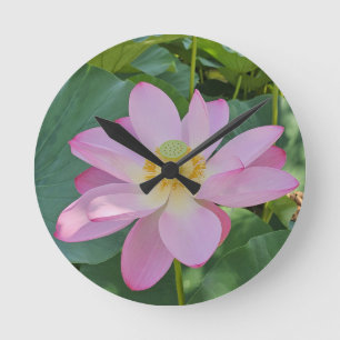 A vibrant lotus flower round clock