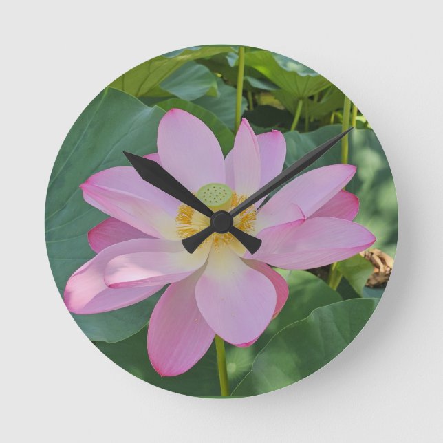 A vibrant lotus flower round clock (Front)