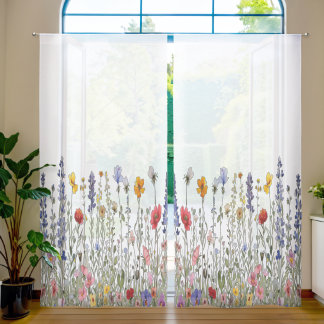 A vibrant meadow of wildflowers in full bloom sheer curtains