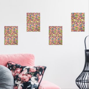 A vibrant modern art piece featuring a pink and mu wall art sets