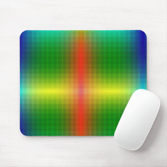A vibrant mouse pad featuring a symmetrical rainbo (With Mouse)