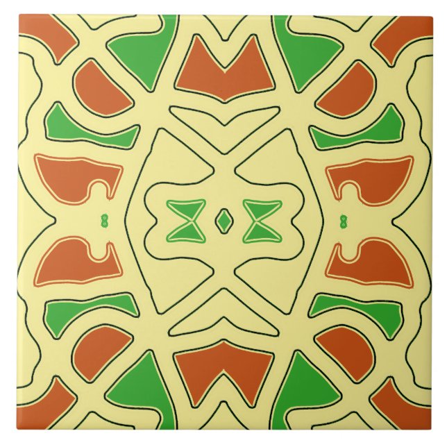 A vibrant multicolor classic pattern  ceramic tile (Front)