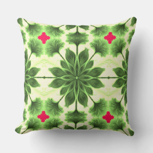 A vibrant multicolor fabric pattern design throw pillow