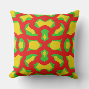 A vibrant multicolor fabric pattern design throw pillow