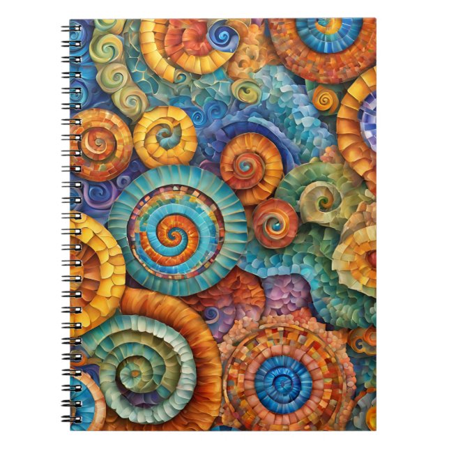 A Vibrant Notebook with Spiral Mosaic Design (Front)