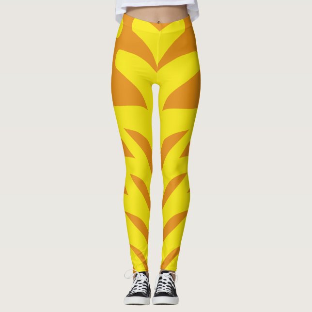 A vibrant orange yellow "Ratti_Creative_Arts"  Leggings (Front)