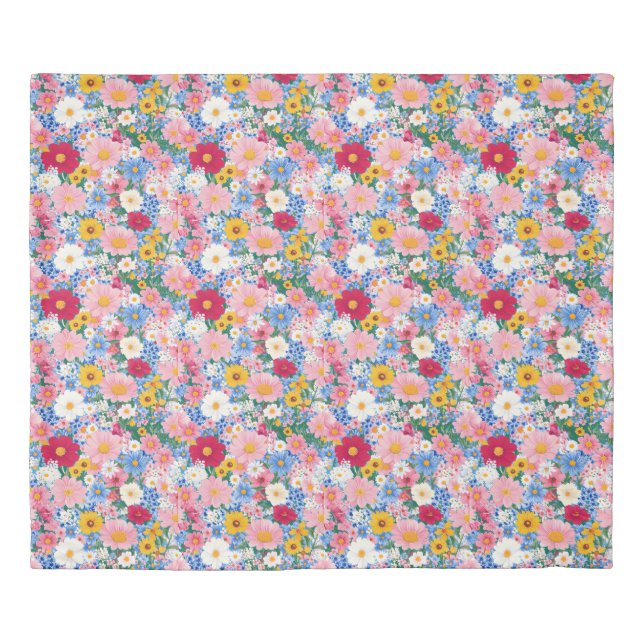 A vibrant pattern of colorful wildflowers duvet cover (Front)