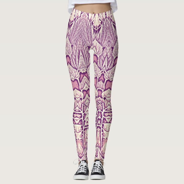 A Vibrant pink texture "Ratti_Creative_Arts" Leggings (Front)