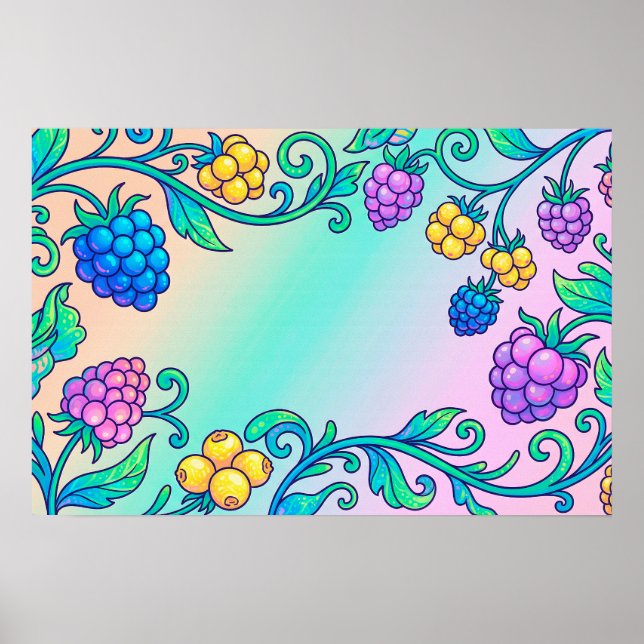 A vibrant psychedelic berry pattern  poster (Front)