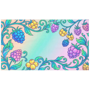 A vibrant psychedelic berry pattern tablecloth