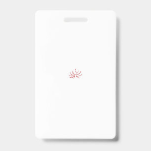 A vibrant red and black floral design featuring in badge