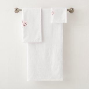 A vibrant red and black floral design featuring in bath towel set