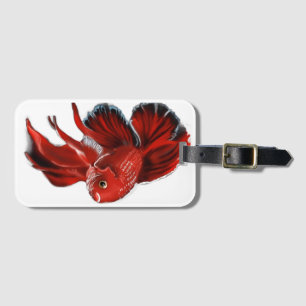 A vibrant red betta fish swimming. luggage tag