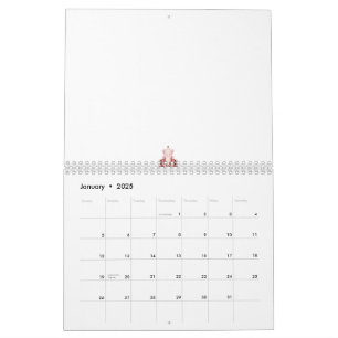 A vibrant red graphic features a creative floral d calendar